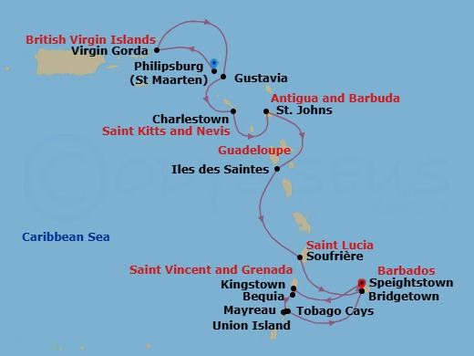 Discover Eastern Caribbean & Grenadines Route Map