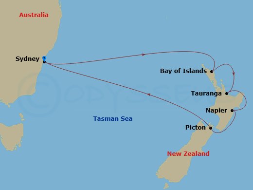 9 Night New Zealand Cruise Route Map