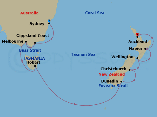 Australia & New Zealand Route Map