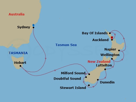 Sydney To Auckland Route Map