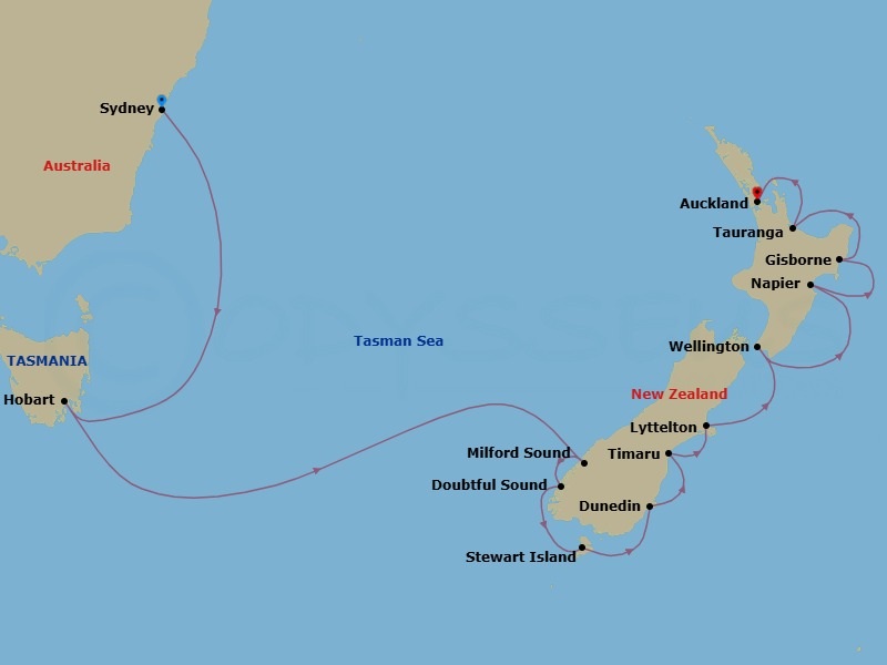 Sydney To Auckland Route Map