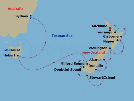 Sydney To Auckland Route Map