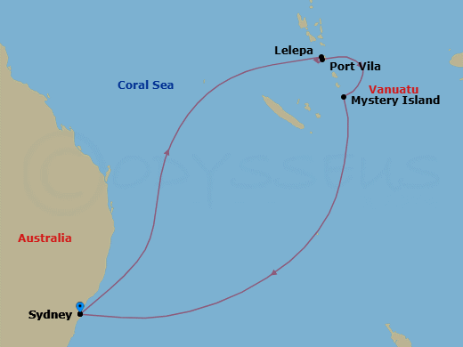 9 Nights Royal Beach Club Lelepa & South Pac Route Map