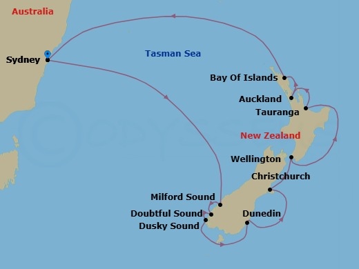 13 Night Best Of New Zealand Route Map