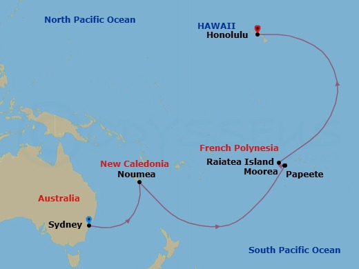18 Night Transpacific Cruise Route Map