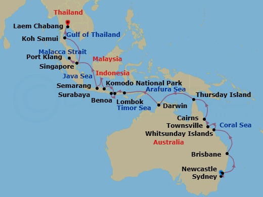 South Pacific Sojourn Route Map