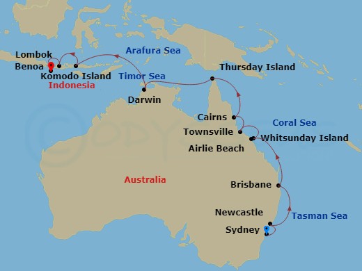 Komodo & The Australian Coast Route Map