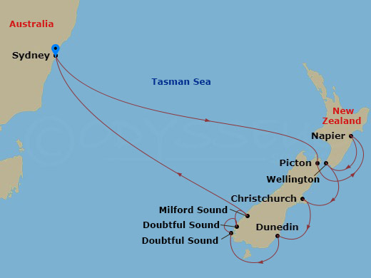 New Zealand ODS itinerary map