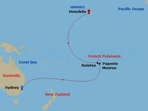 16 Night Transpacific Cruise Route Map