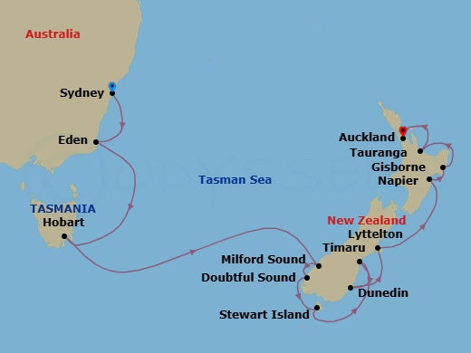 Sydney To Auckland Route Map
