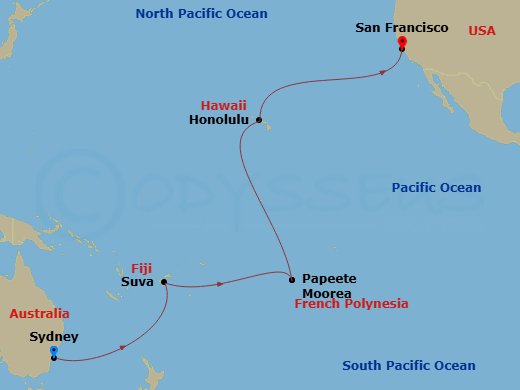 Journeys 23-Day Tahiti & Pacific Islands Route Map