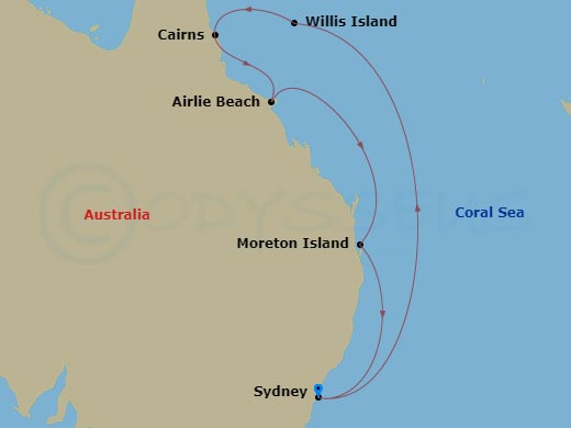 9-Day Great Barrier Reef Route Map