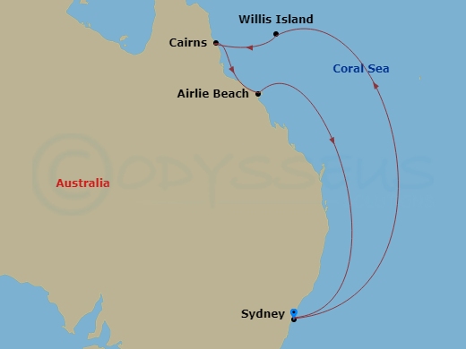 8-Day Great Barrier Reef Route Map