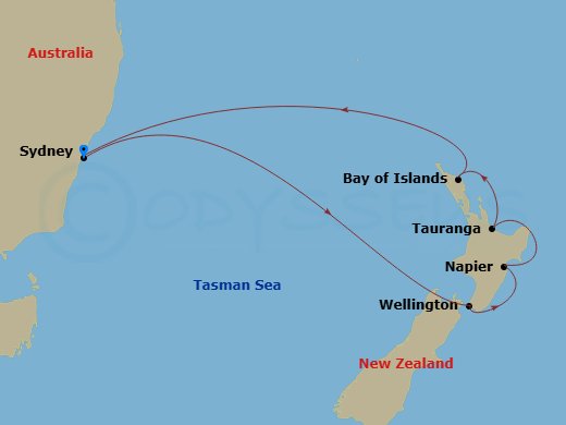 New Zealand ODS itinerary map