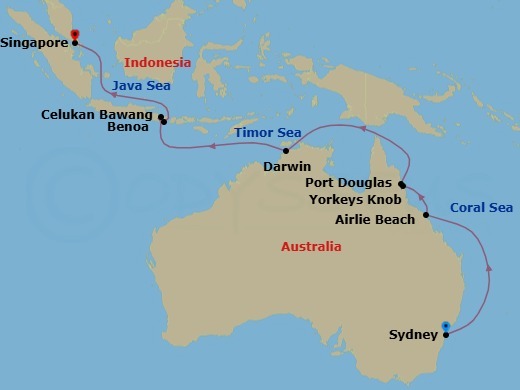 15 Night Sydney To Singapore Route Map