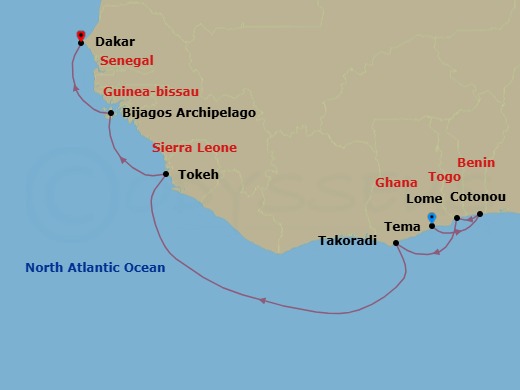 Tema To Dakar Route Map