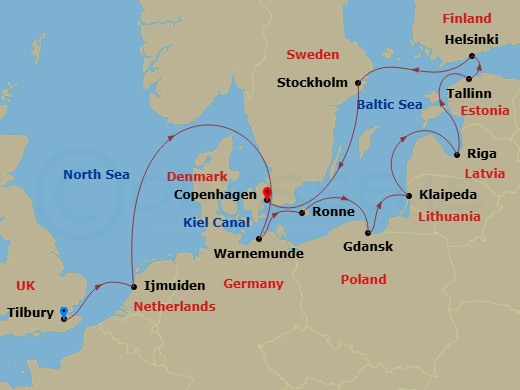 Northern Europe & Baltic Cruise: London, Berlin & Stockholm Route Map