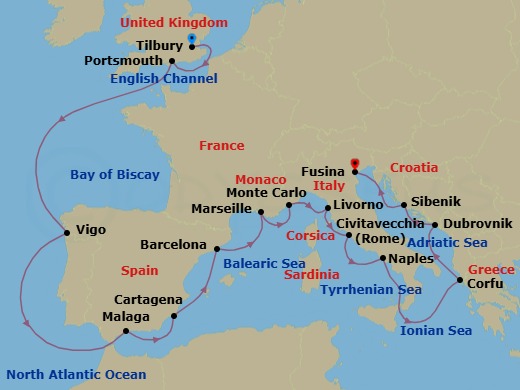 Iberian & Mediterranean Odyssey Route Map
