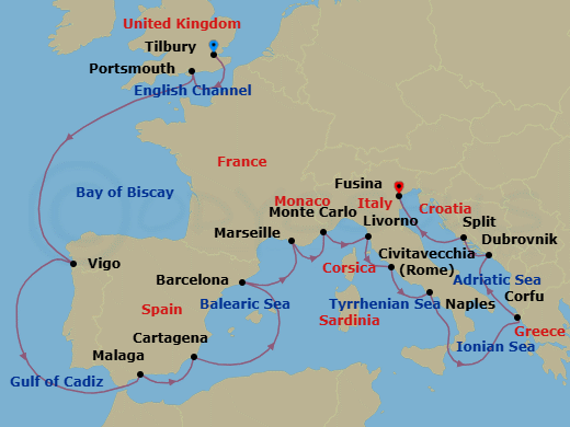 Iberian & Mediterranean Odyssey Route Map