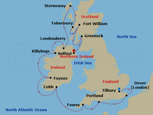British Isles & Ireland Route Map