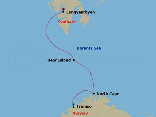 Tromsø To Longyearbyen Route Map