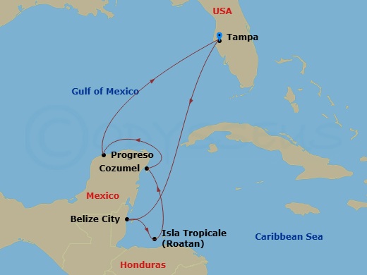 7-Day Western Caribbean Route Map