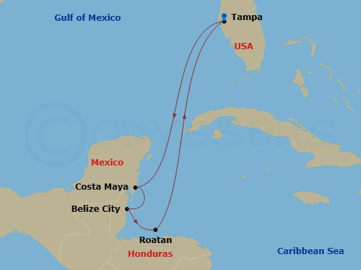 7 Night Western Caribbean Cruise Route Map