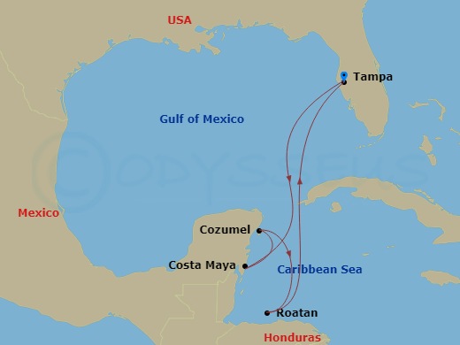 7 Night Western Caribbean Holiday Route Map