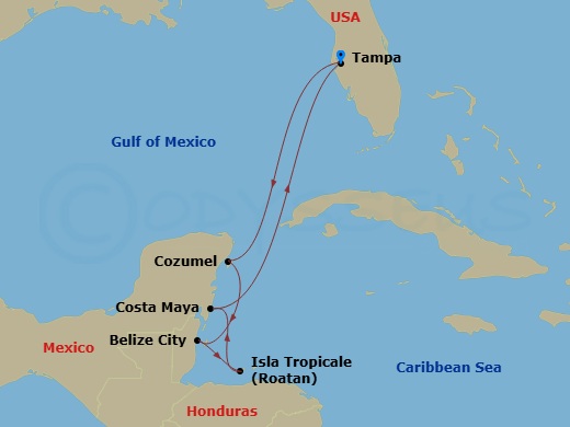 7-Day Western Caribbean Route Map