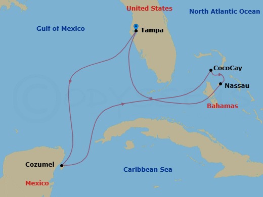 7N Perfect Day Cococay & West Carib Route Map