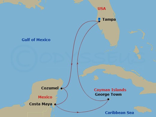 7 Night Western Caribbean Cruise Route Map
