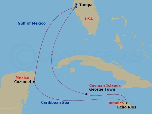 7-Day Western Caribbean Route Map