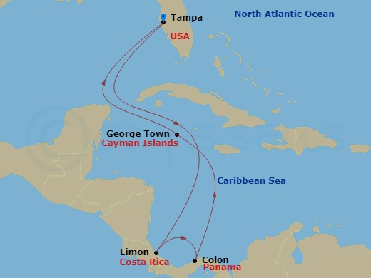 8-Day Caribbean & Panama Route Map