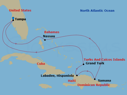9 Night Eastern Caribbean Cruise Route Map