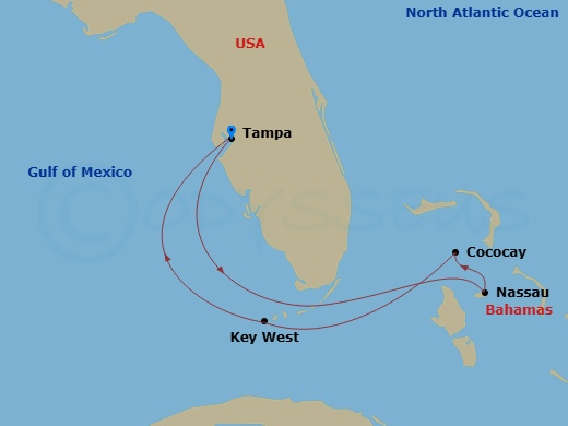 6 Night Perfect Day Cococay & Bahamas Route Map