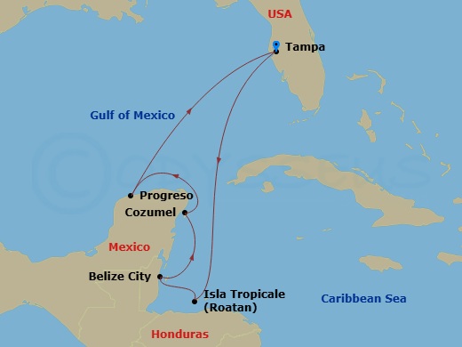 7-Day Western Caribbean Route Map