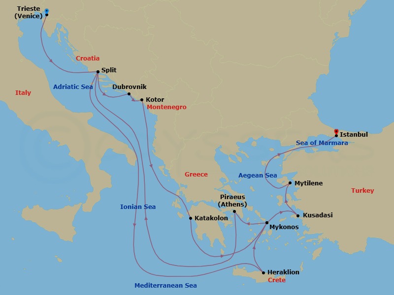Ancient & Historic Shores Route Map