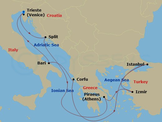 Itinerary schematic diagram