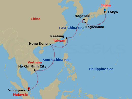 Tokyo To Singapore Route Map