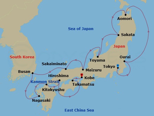 Japan Intensive: Kyoto, Hiroshima & Busan Route Map
