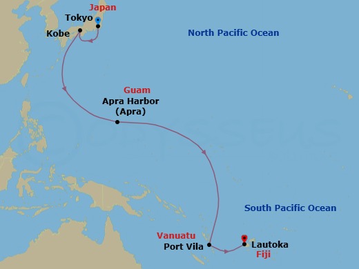 Tokyo To Lautoka Route Map