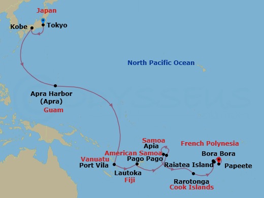 28 Night Cruise Voyage Route Map