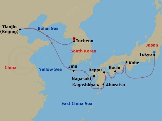 Tokyo To Incheon Route Map