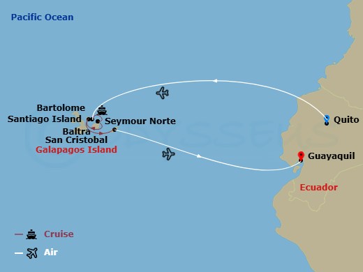 Independent Galapagos Cruise Aboard The Galápagos Legend Route Map