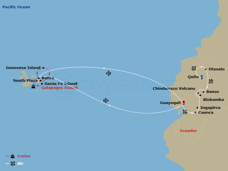 Ecuador: Natural Wonders & Ancient Cultures With Galápagos Cruise Route Map