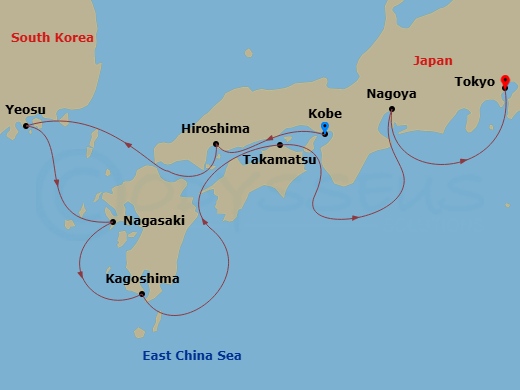 Japan Intensive: Kobe, Takamatsu & Tokyo Route Map