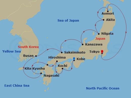 Japan Intensive: Hiroshima, Aomori & Tokyo Route Map