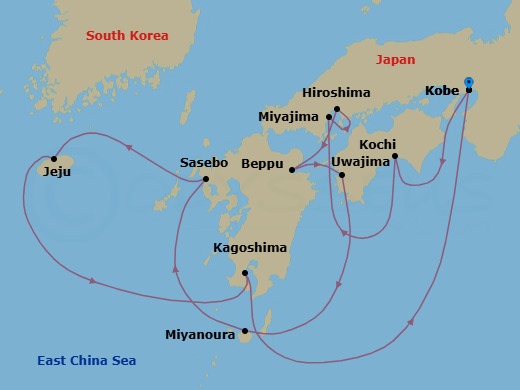 Far East Mystique: Japan (Preview Voyage) Route Map