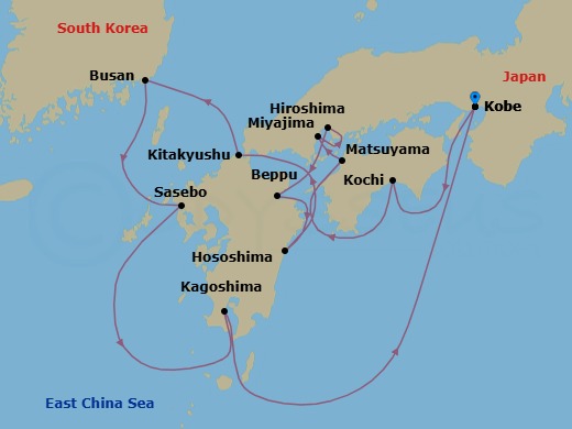 Shinto Shores & Samurai Legacies: Japan (Inaugural Voyage) Route Map