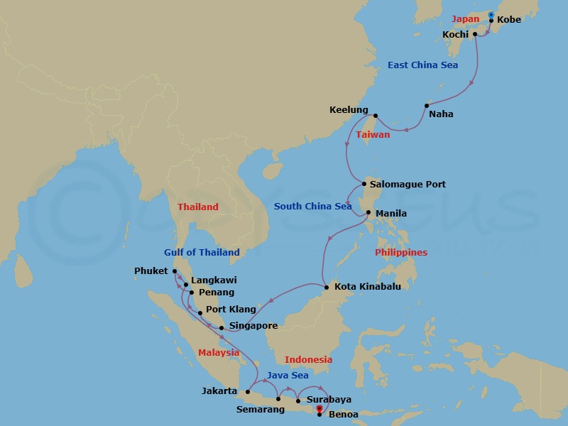 Idyllic Asia Isles Route Map